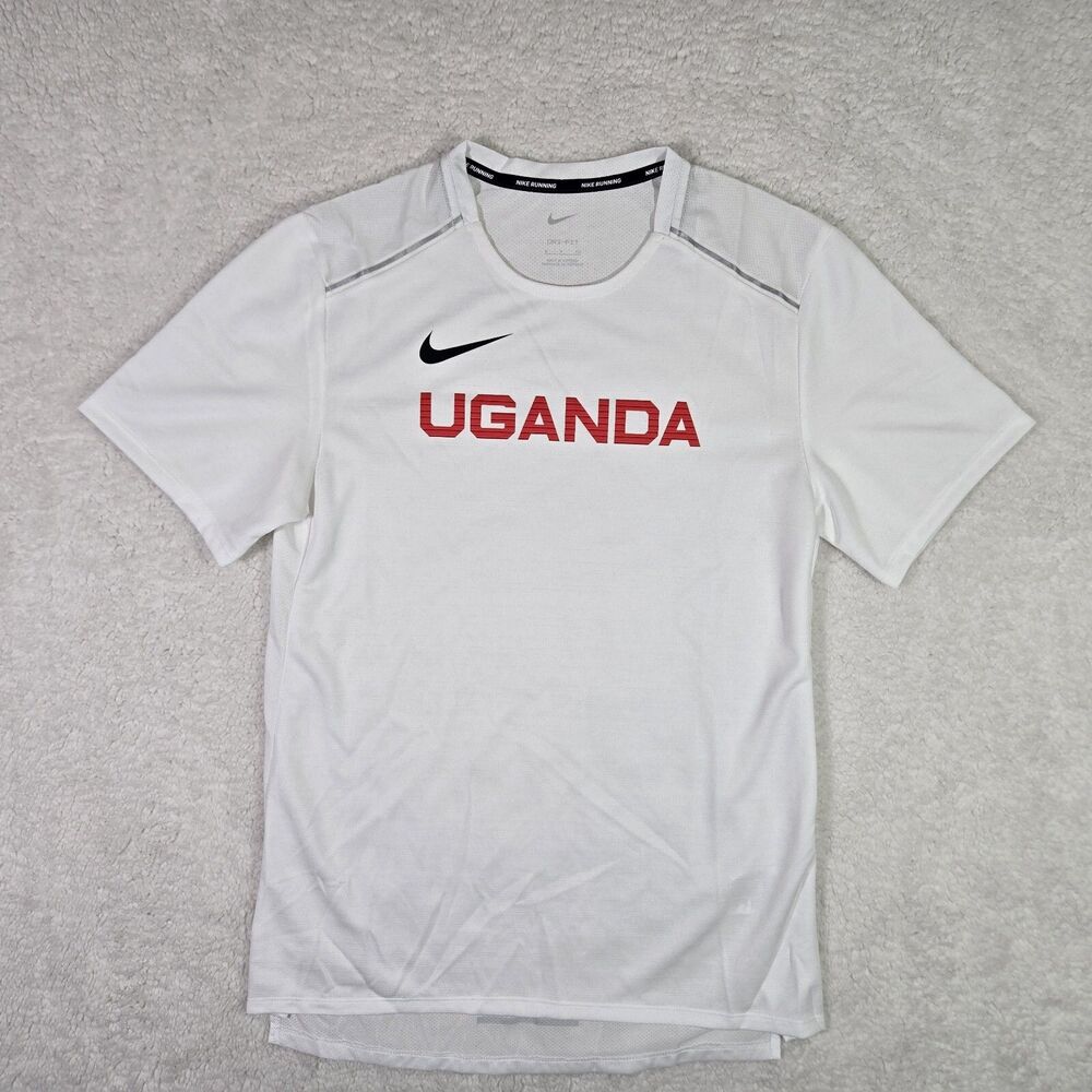 Nike Pro Elite Uganda Team Issued Running White T Shirt CU8875-100 Mens Small